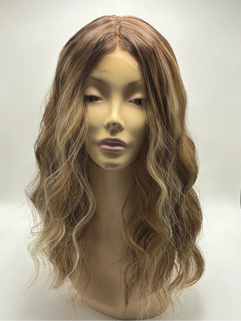 Natural Wavy Women's Wig in Light Brown Blonde Highlights.  Synthetic. 20”